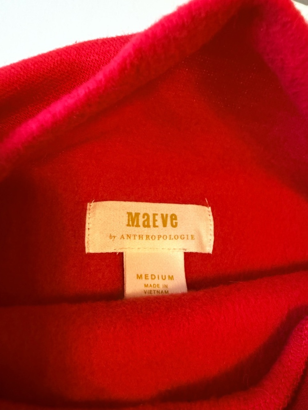 MAEVE by Anthropologie corset-waist style sweatshirt, mockneck, Red,  size M - Picture 3 of 11